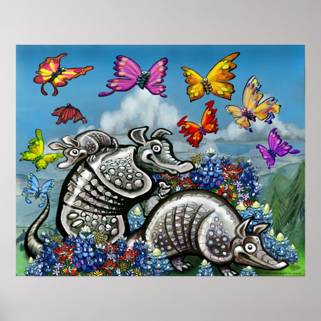 Armadillos Wildblommor Butterflies Poster (Framsidan)