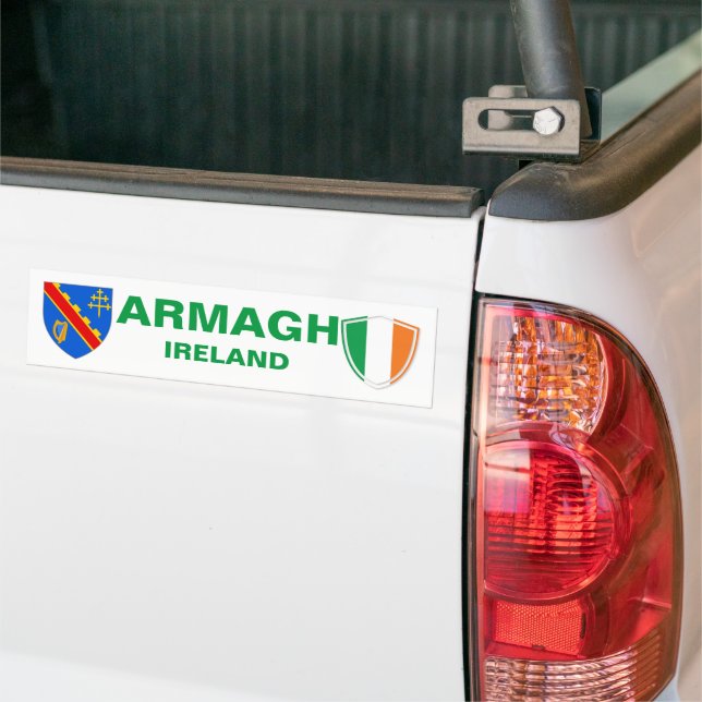 Armagh Ireland Vapensköld och Irish Flagga Bumper  Bildekal (På lastbil)