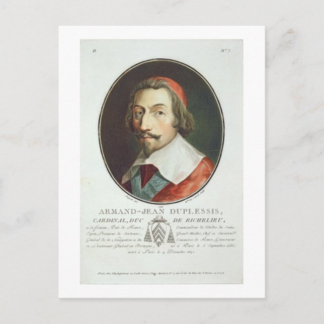 Armand Jean Duplessis, kardinal, Duc de Richelieu Vykort (Framsida)