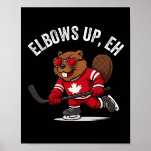 Armbågar Upp Eh Bäver Hockeyspelare Roligt Kanada Poster