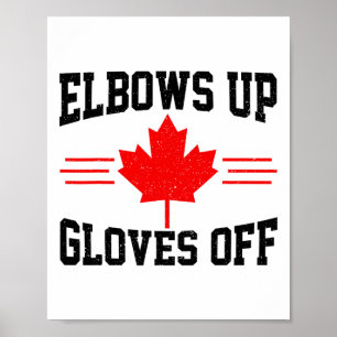 Armbågar Upp Handskar Av Kanada Flagga Hockey Figh Poster