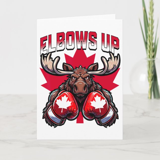 Armbågar Upp Kanada Boxning Älg Maple Leaf Kanaden Kort (Framsida)
