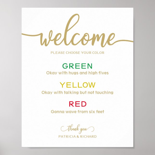 Armbandsindikator För Social Distans Bröllopsskylt Poster (Framsidan)