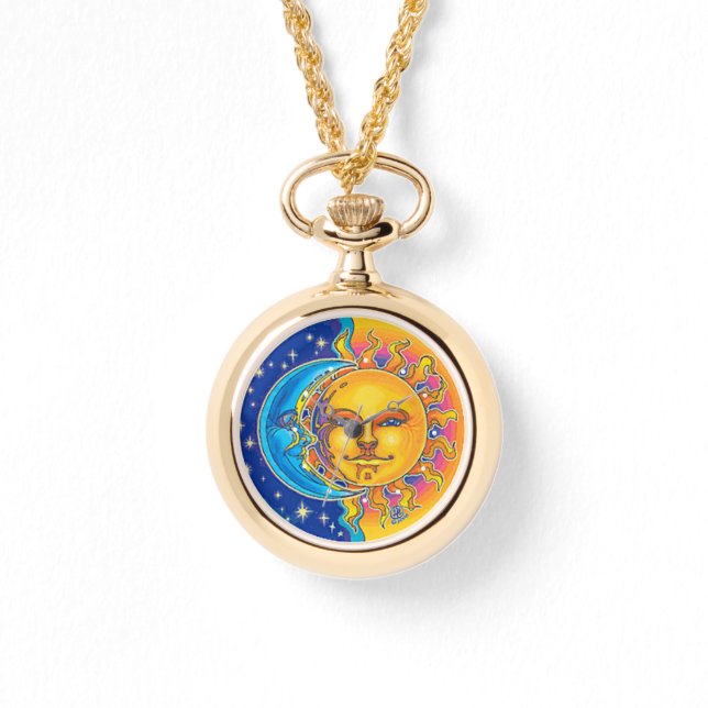 Armbandsur måne och sol guld (Framsida)