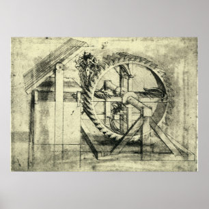Armborst driven av trampok driven av Leonardo da V Poster