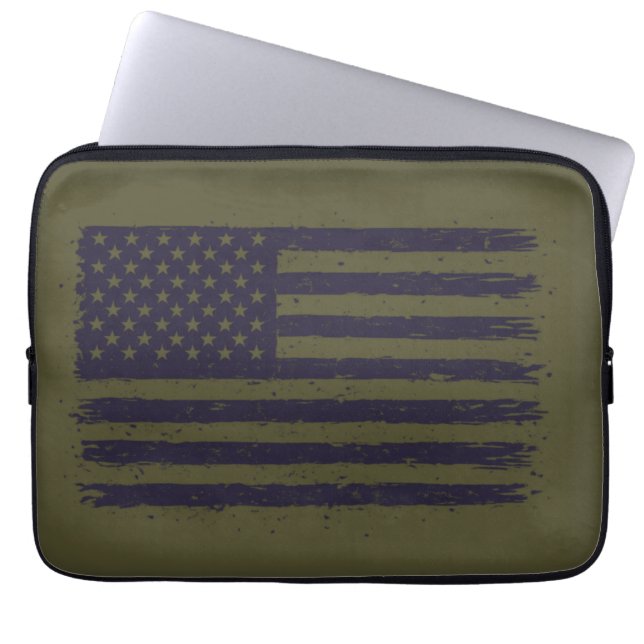 Armé Amerika Grön och lila Laptop Fodral (Framsidan)