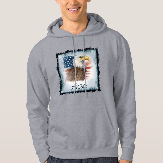 Armé amerikansk flagga & örn hoodie (Framsida)