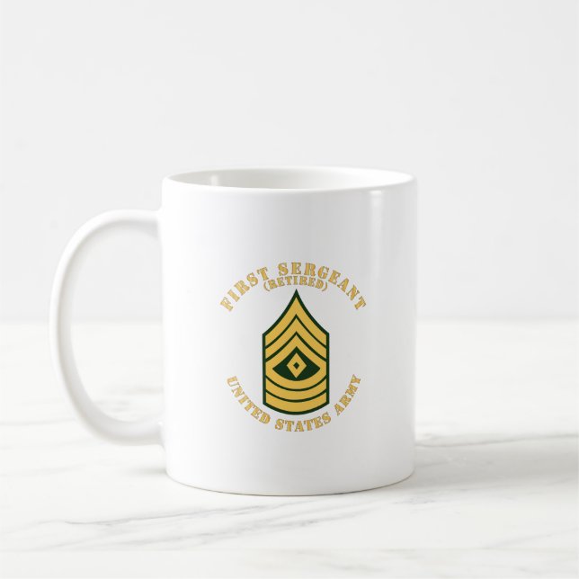 Armé - Första sergeant - 1SG - Retrött - Flat Kaffemugg (Vänster)