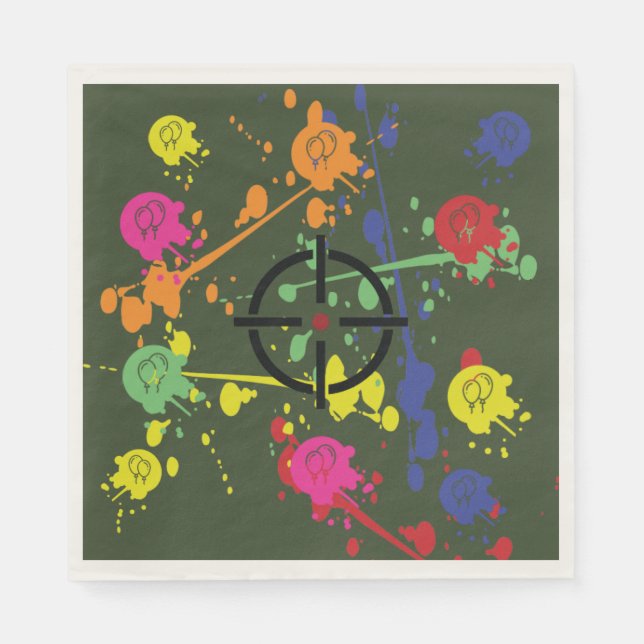 Armé Grönt Paintball Party Pappersservett (Framsidan)