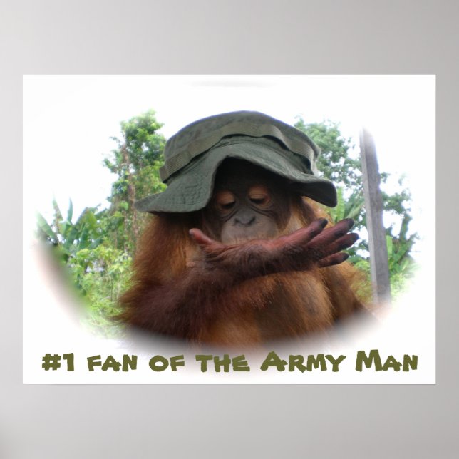 Armé Hat söt baby orangutan Poster (Framsidan)