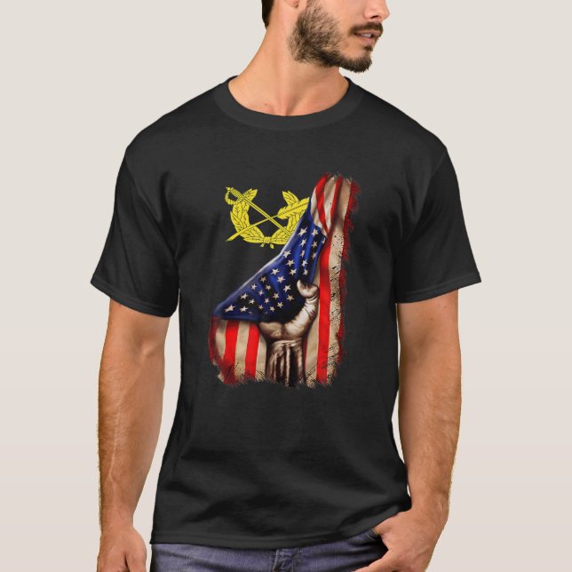 Armé IT Corps Gren American Flagga T Shirt (Framsida)