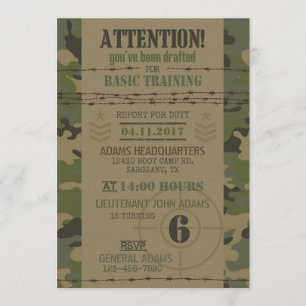 Armé Jungle Camouflage Militär födelsedag Inbjudningar