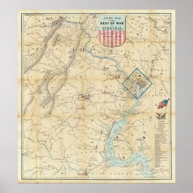Armé Karta i Krig i Virginia Poster (Framsidan)