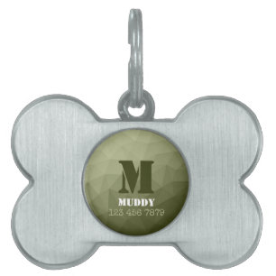 Armé ljusgrön geometrisk mesh-mönster Monogram ID-bricka Husdjur