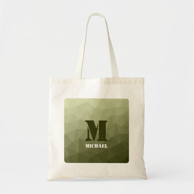 Armé ljusgrön geometrisk mesh-mönster Monogram Tygkasse (Framsidan)