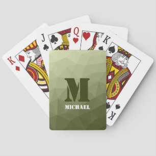 Armé ljusgrön geometrisk nätmönster Monogram Casinokort