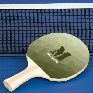 Armé ljusgrön geometrisk nätmönster Monogram Pingisracket