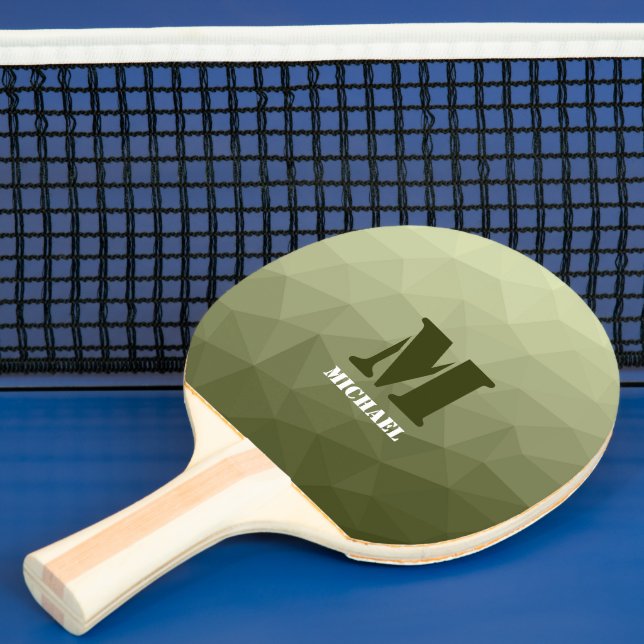 Armé ljusgrön geometrisk nätmönster Monogram Pingisracket (Insitu)