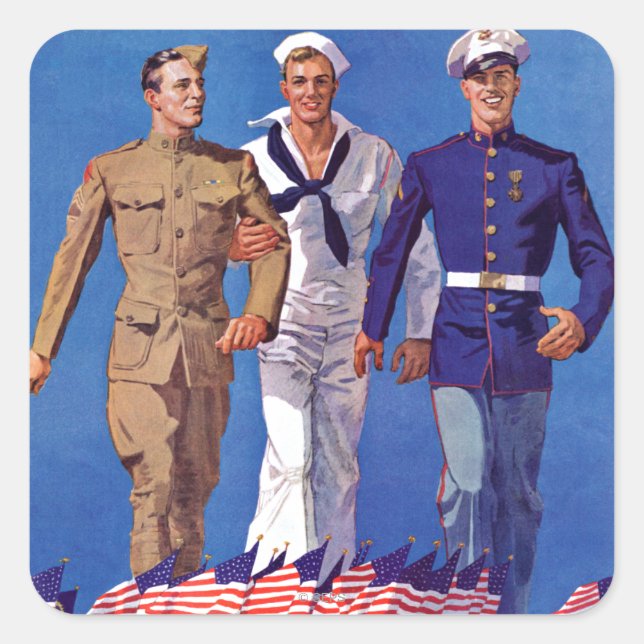 Armé, marin fyrkantigt klistermärke (Framsida)