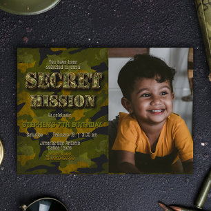 Armé - Militär - Soldat - Boy Birthday w/ Photo Inbjudningar