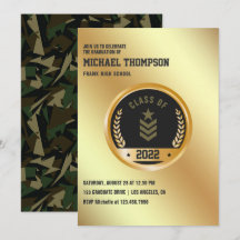 Armé/militär tema Invitation till examensfest
