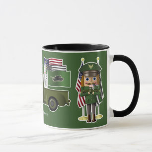 Armé Nutcracker med lilla militära Lastbil Mugg