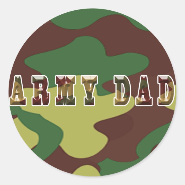 Armé Pappa Camouflage Sticker Runt Klistermärke (Framsida)
