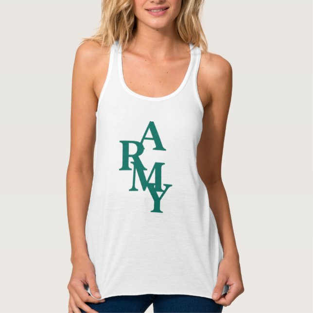 Armé Staplad Fet Typografi Minimalistisk Design Linne Med Racerback (Framsida)