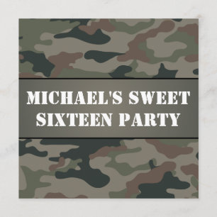 Armé Stil Sweet 16 Födelsedagsfest inbjudan