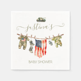 Arméamerikansk Flagga Baby Shower Clothesline Pappersservett