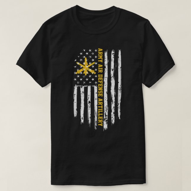 Arméarmén Luft Defense Artillery American Flagga T Shirt (Design framsida)