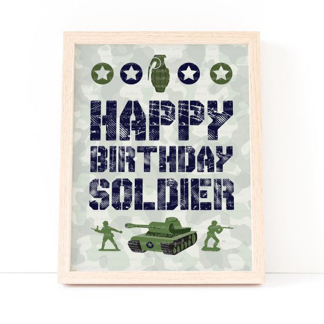 Arméarméns Grattis på födelsedagen Soldier Party-t Poster (Skapare uppladdad)