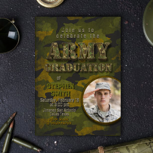 Arméexamen - Militär - Soldat med foto Inbjudningar