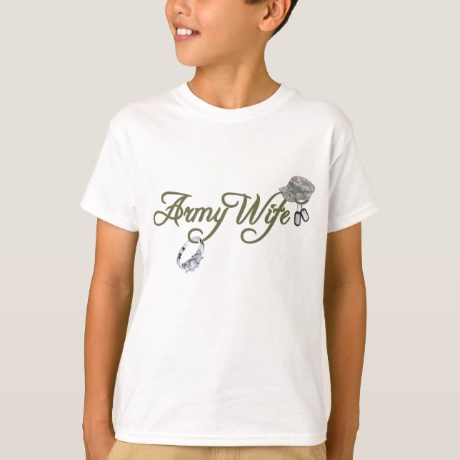 Arméfru ring, hund märkre, hat-grönt t shirt (Framsida)