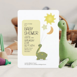 Armégrön dino med Mylar-ballonger Baby Shower-inbj Inbjudningar