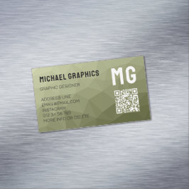 Armégrön geometrisk mesh-mönster QR-kod Magnetiska Visitkort