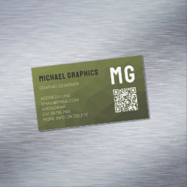 Armégrön geometrisk mesh-mönster QR-kod Magnetiska Visitkort