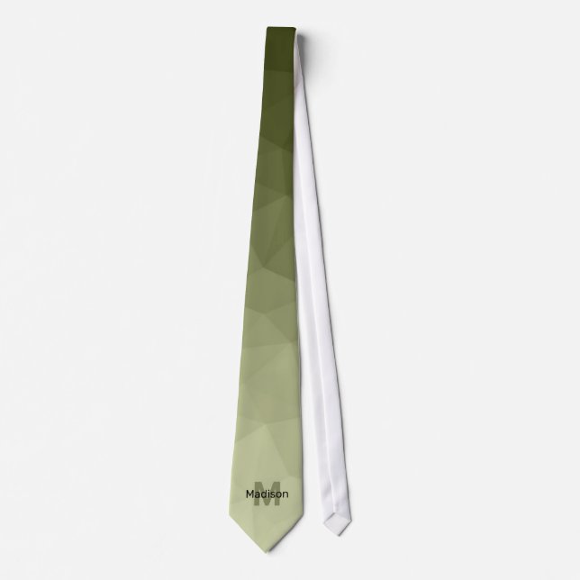 Armégrön gradientgeometri nätmönster Monogram Slips (Framsida)