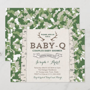 Armégrön kamouflage Baby Shower för pojke Inbjudningar