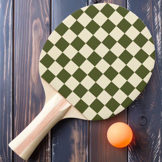 Armégrön & Krämfärgad Rutig Pingisracket (Skapare uppladdad)