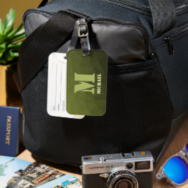 Armégrön oliv geometrisk mesh-mönster Monogram Bagagebricka