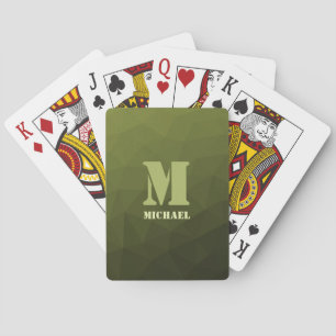Armégrön oliv geometrisk mesh-mönster Monogram Casinokort