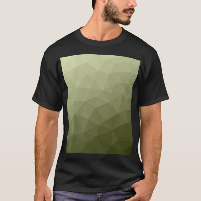Armégrön olivfärgad gradient geometrisk nätmönster t shirt (Framsida)