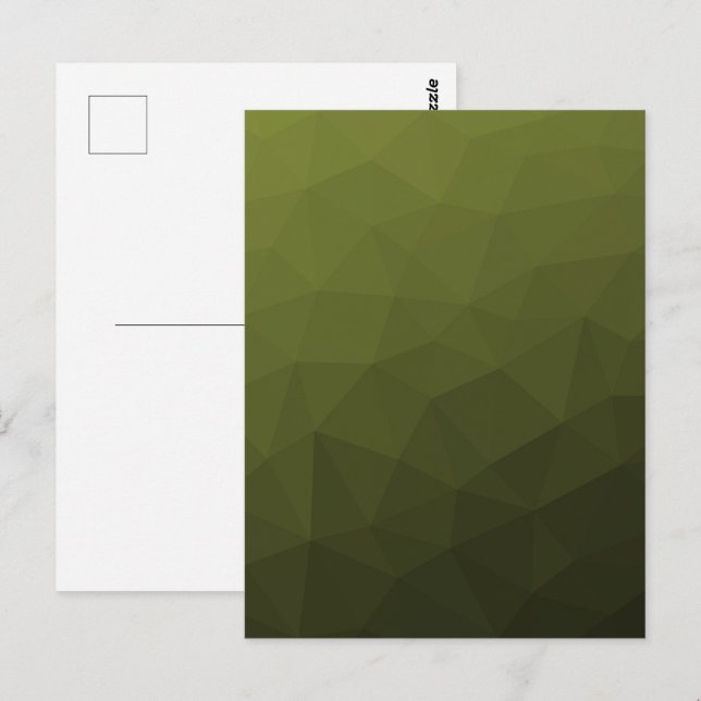 Armégrön olivgrön gradient geometrisk nätmönster vykort (Fram/baksida)