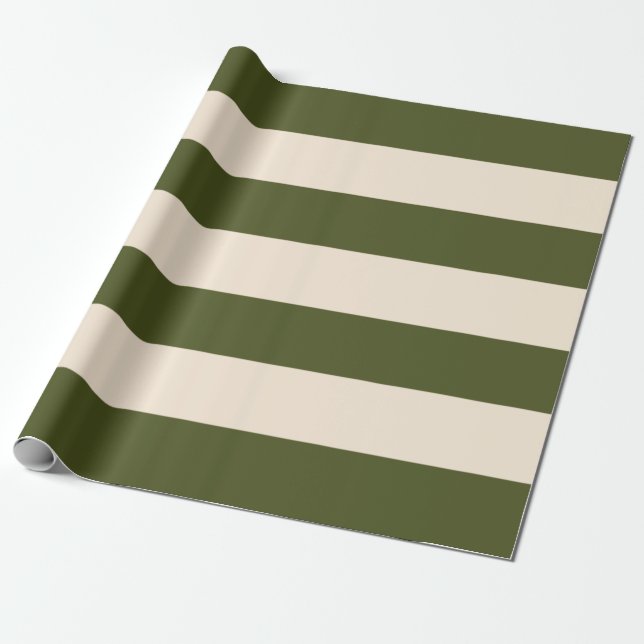 Armégröna Ränder Presentpapper (Utrullad)