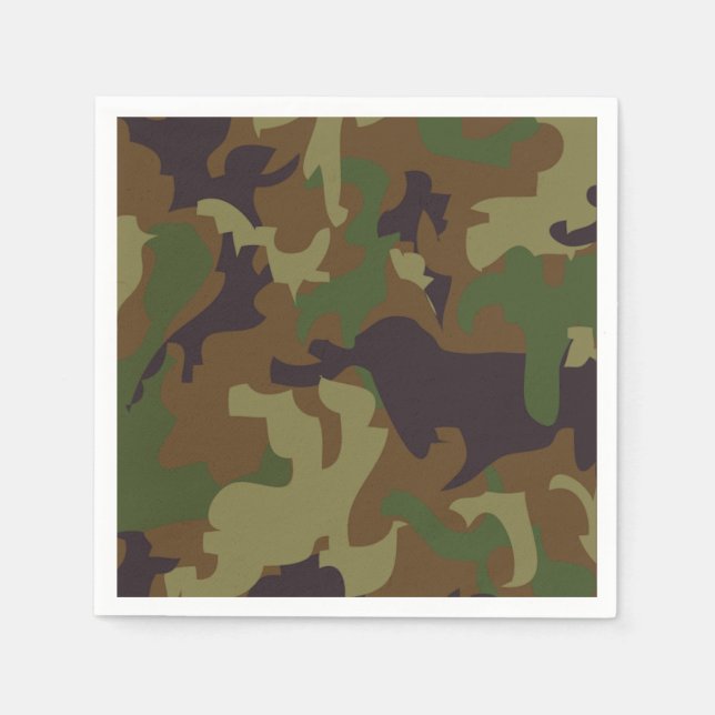 ArméGrönt Camouflage Pappra Napkins Pappersservett (Framsidan)