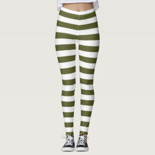 Armégrönt- och vitrandar leggings