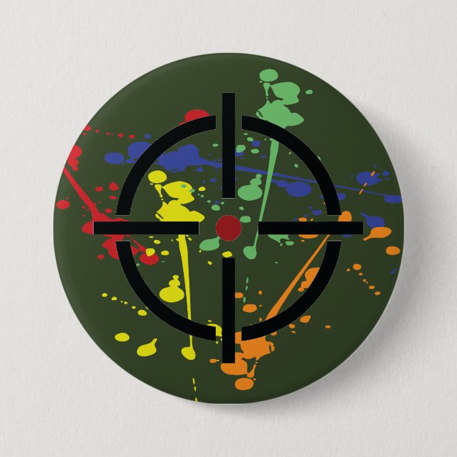 ArméGrönt Paintball Party Splatter Target Knapp (Framsida)