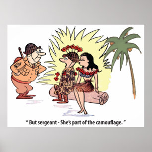 Arméhumor, soldat med snygg kvinna, rolig poster