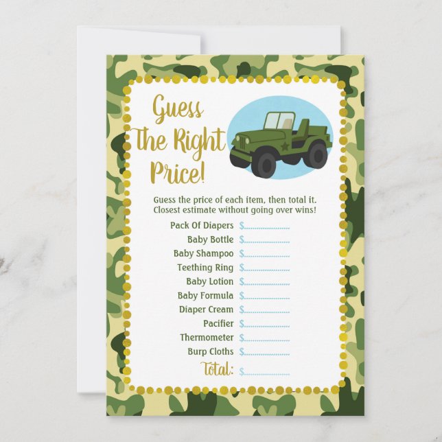 Armékameran Baby gissar Högernas Prisa spel (Framsida)